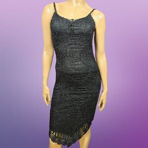 Vintage Black Crochet Dress Womens Size XS Boho Grunge Witchy Whimsigoth Y2K
